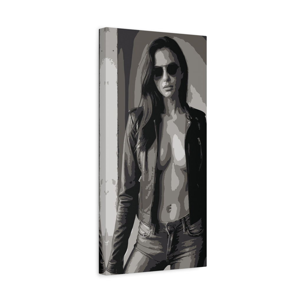 Matte Stretched Canvas - Leather Jacket Portrait