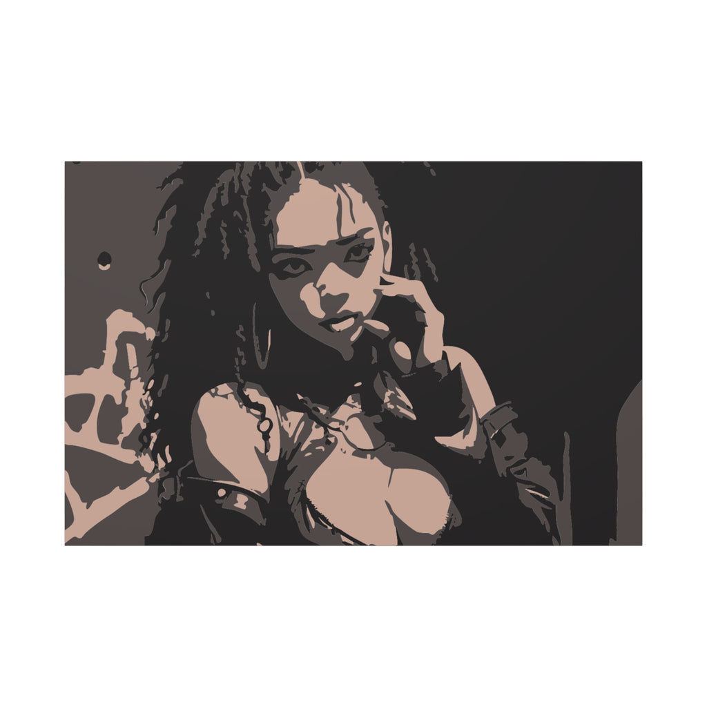 Edgy Femme Noir Matte Canvas Wall Art – Stretched Portrait