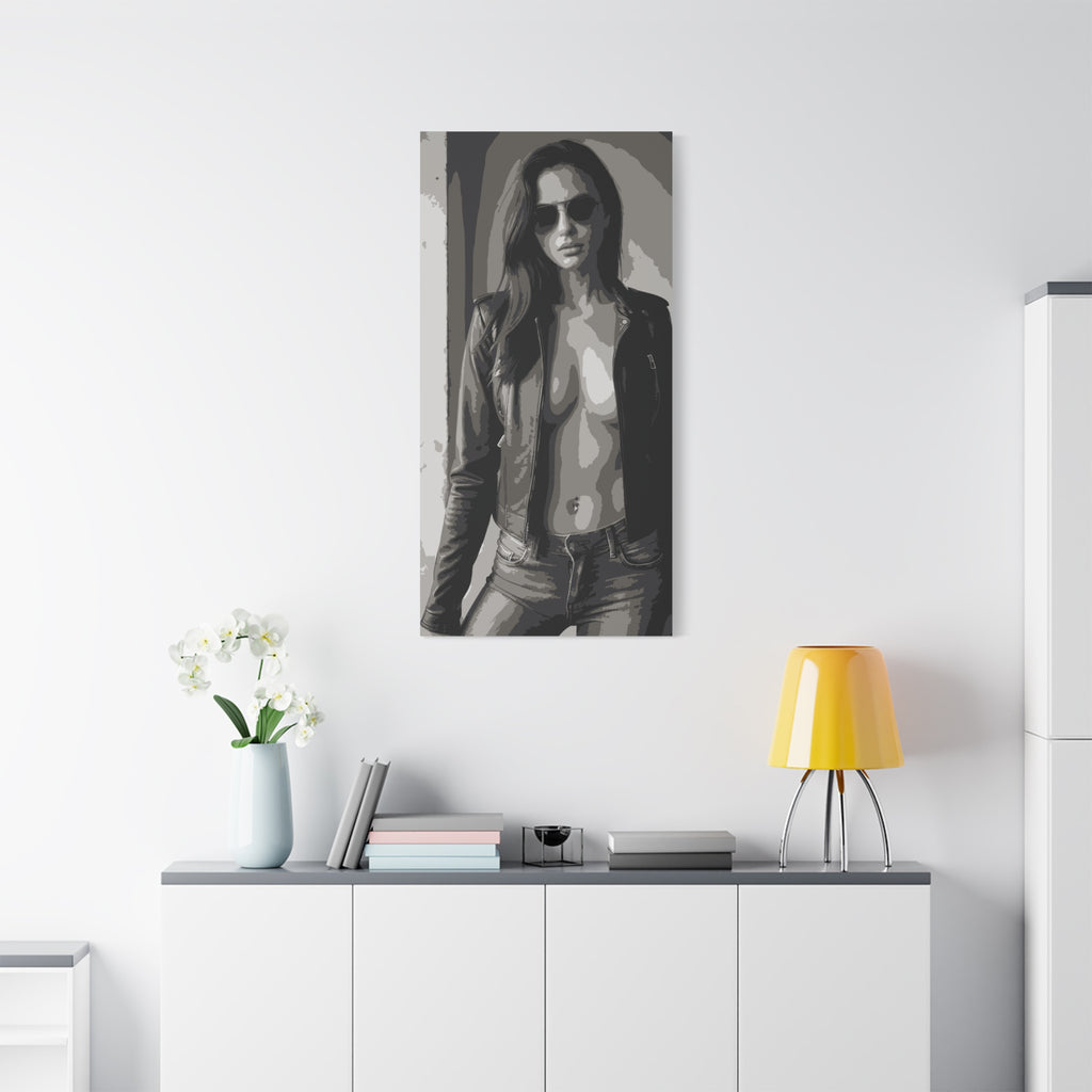 Matte Stretched Canvas - Leather Jacket Portrait