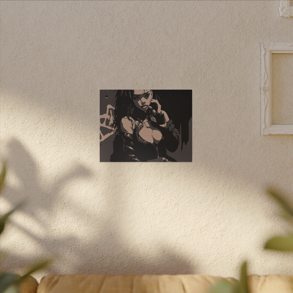 Edgy Femme Noir Matte Canvas Wall Art – Stretched Portrait