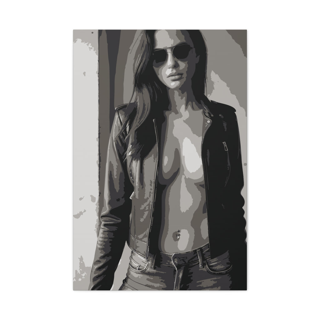Matte Stretched Canvas - Leather Jacket Portrait