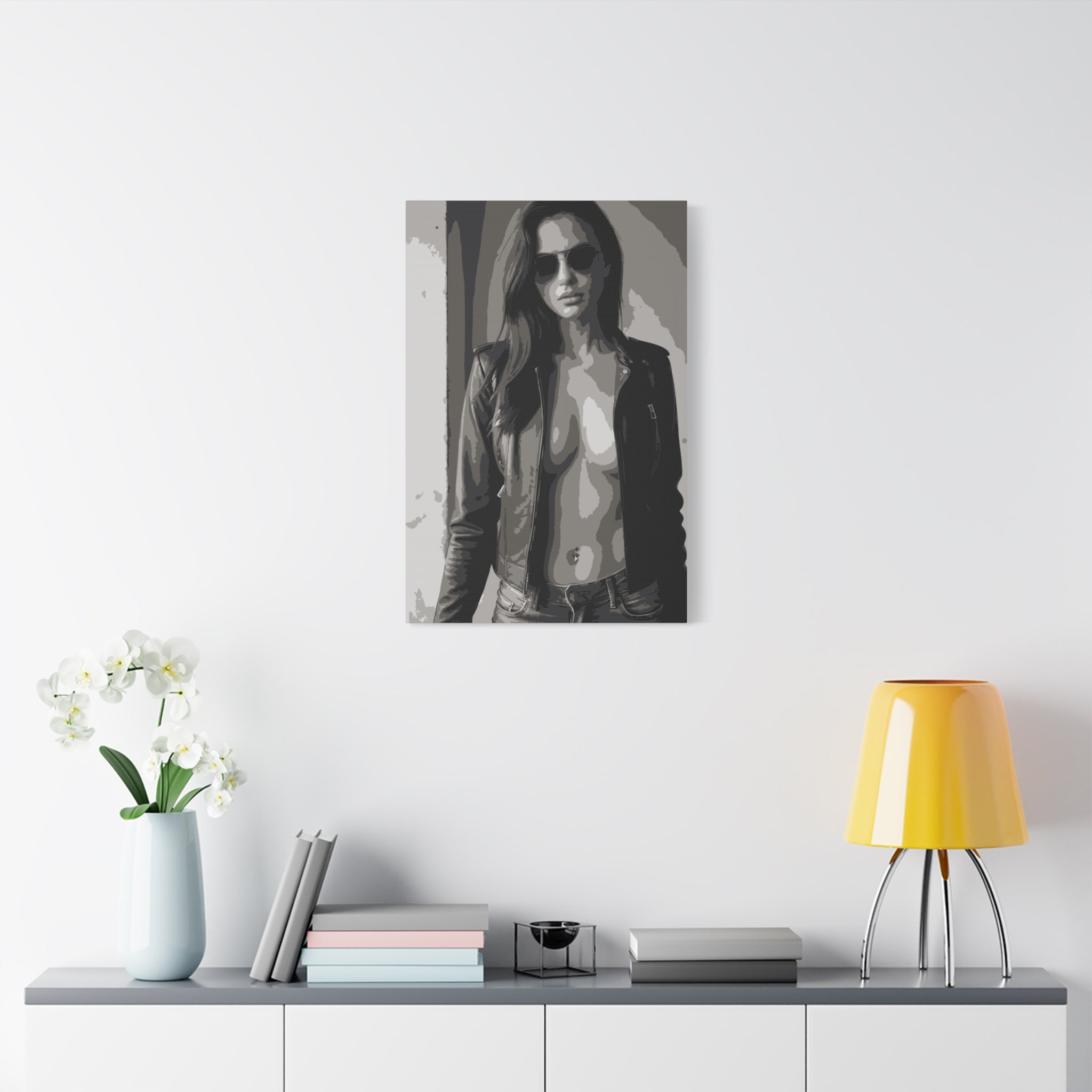 Matte Stretched Canvas - Leather Jacket Portrait