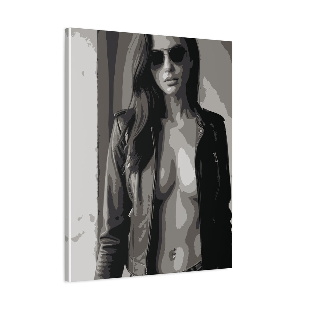 Matte Stretched Canvas - Leather Jacket Portrait