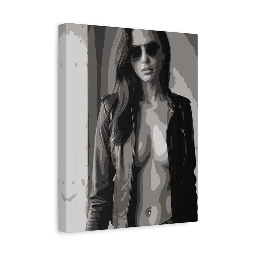 Matte Stretched Canvas - Leather Jacket Portrait