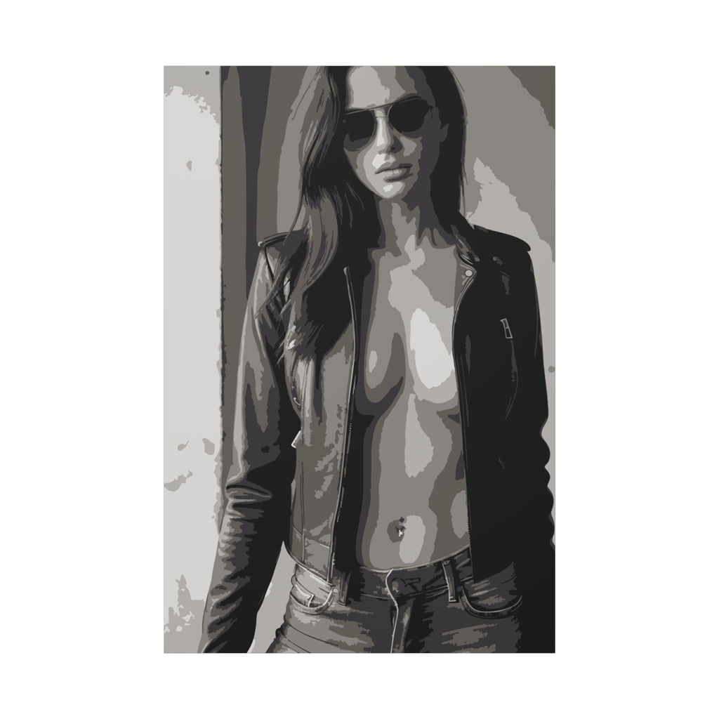 Matte Stretched Canvas - Leather Jacket Portrait