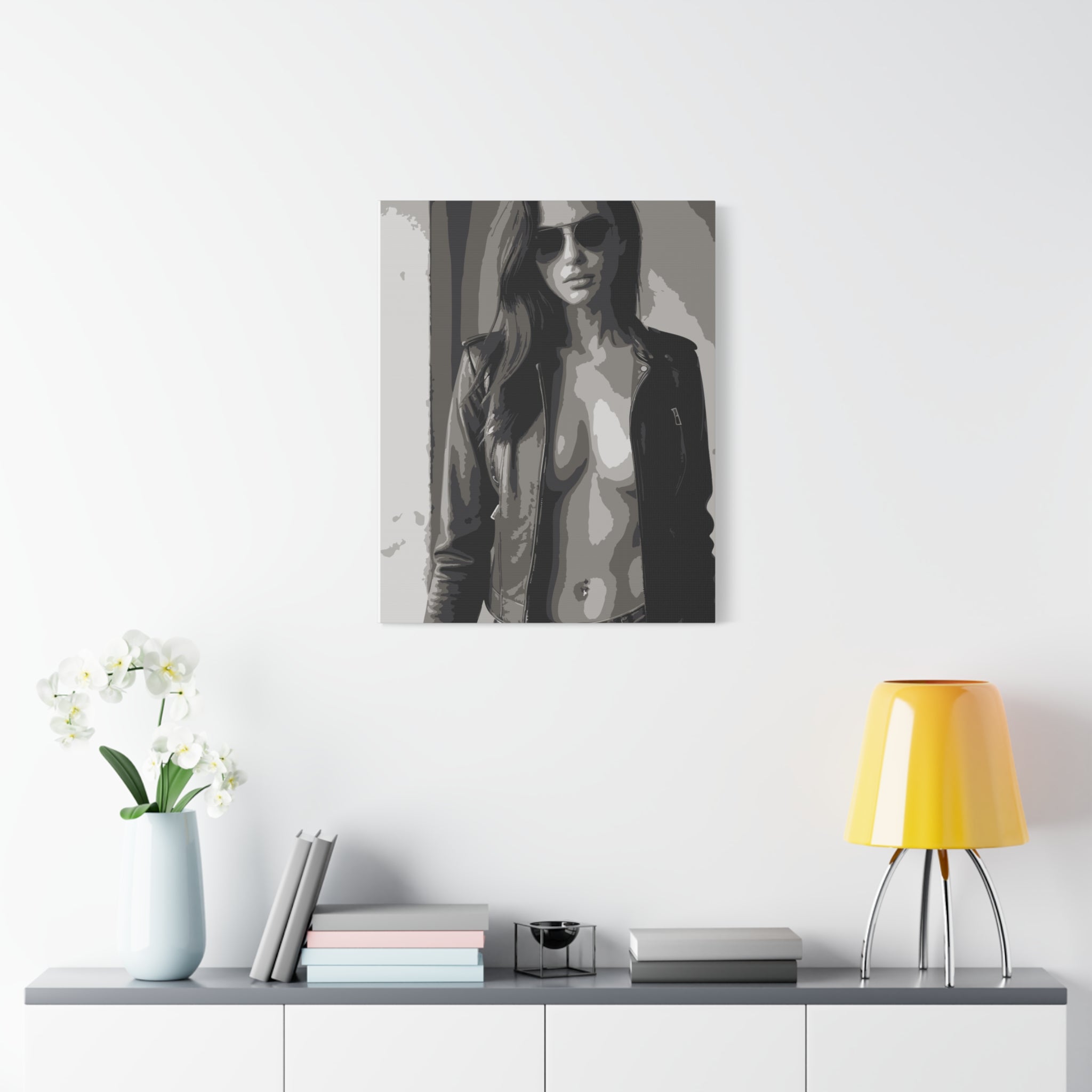 Matte Stretched Canvas - Leather Jacket Portrait