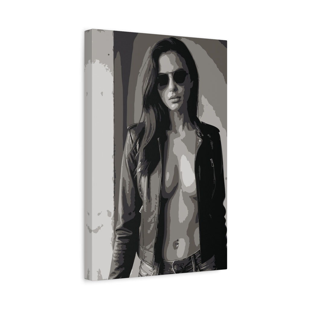 Matte Stretched Canvas - Leather Jacket Portrait