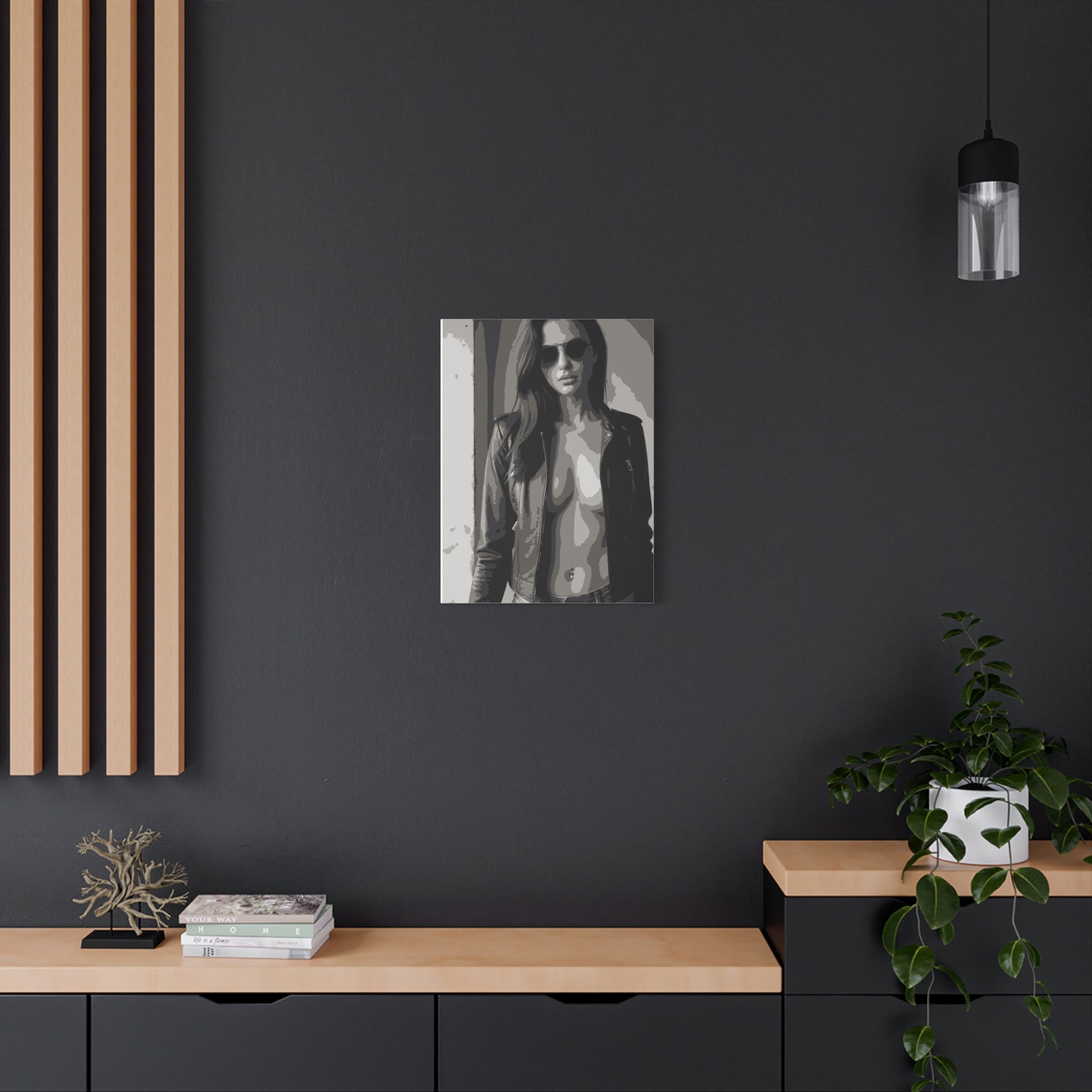 Matte Stretched Canvas - Leather Jacket Portrait