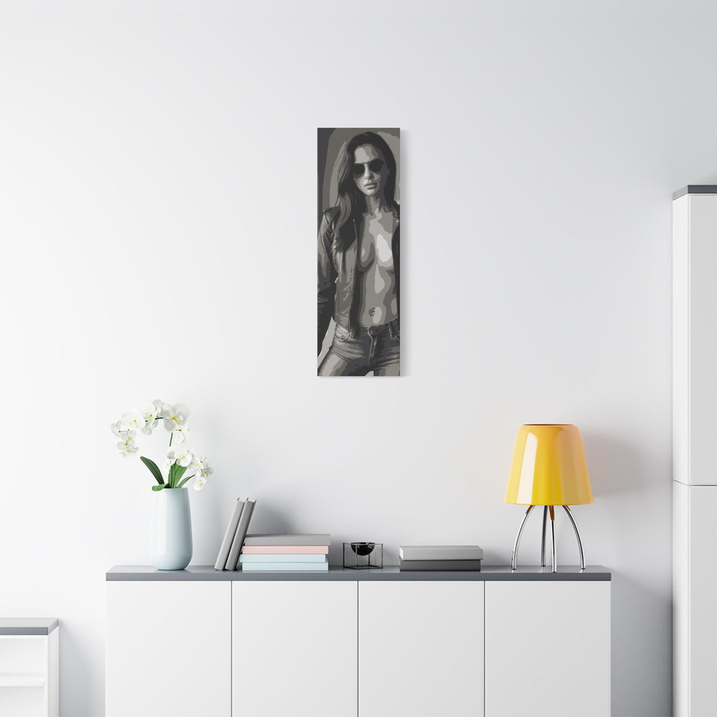 Matte Stretched Canvas - Leather Jacket Portrait