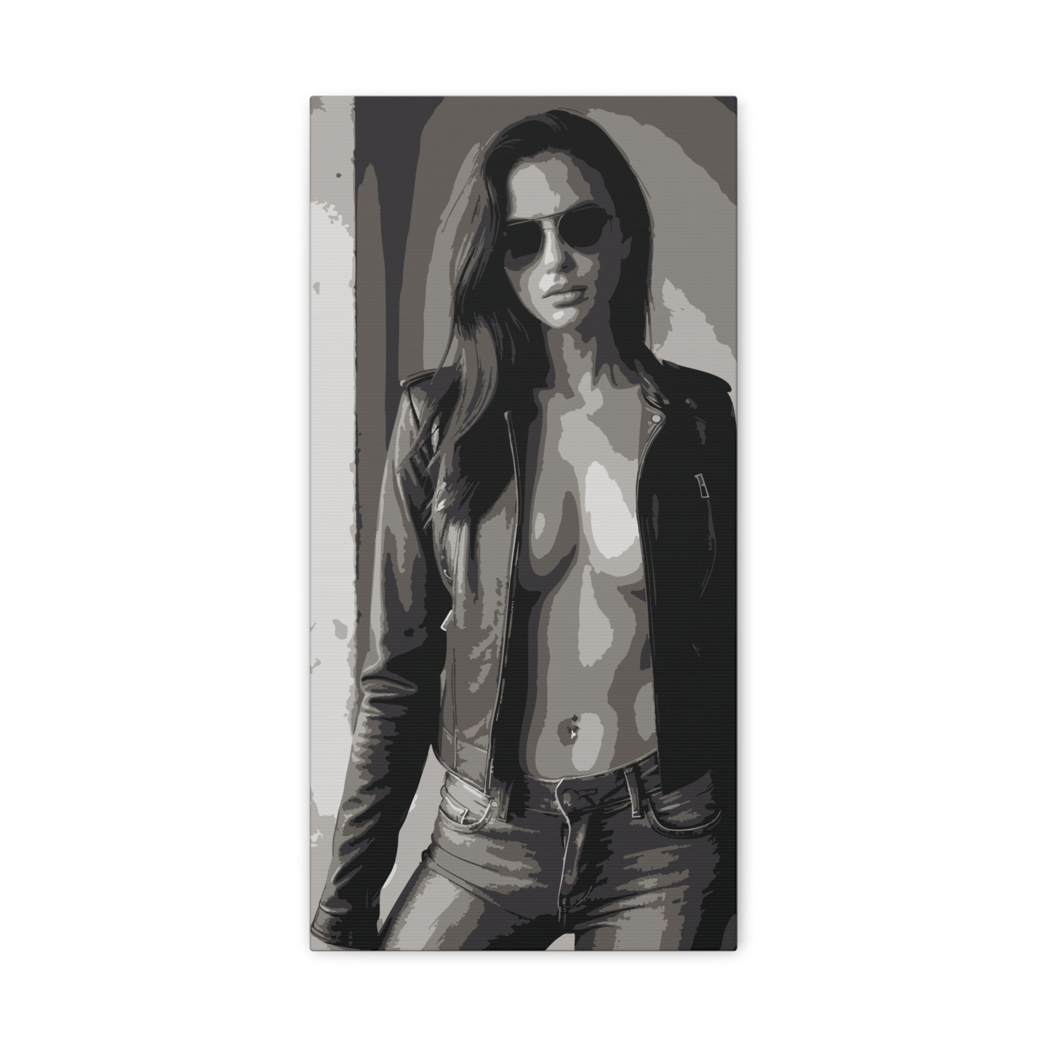 Matte Stretched Canvas - Leather Jacket Portrait