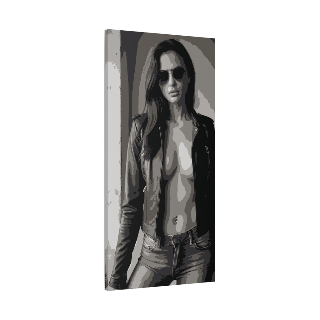 Matte Stretched Canvas - Leather Jacket Portrait