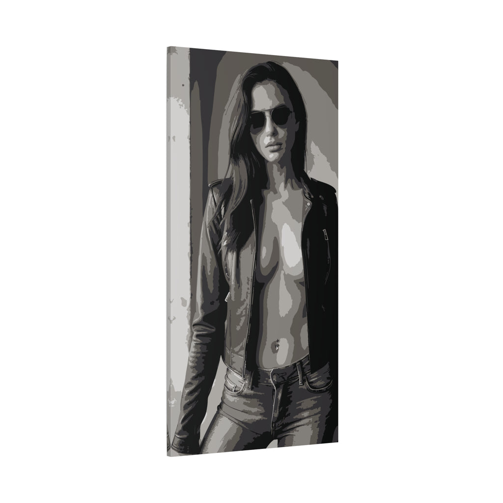 Matte Stretched Canvas - Leather Jacket Portrait