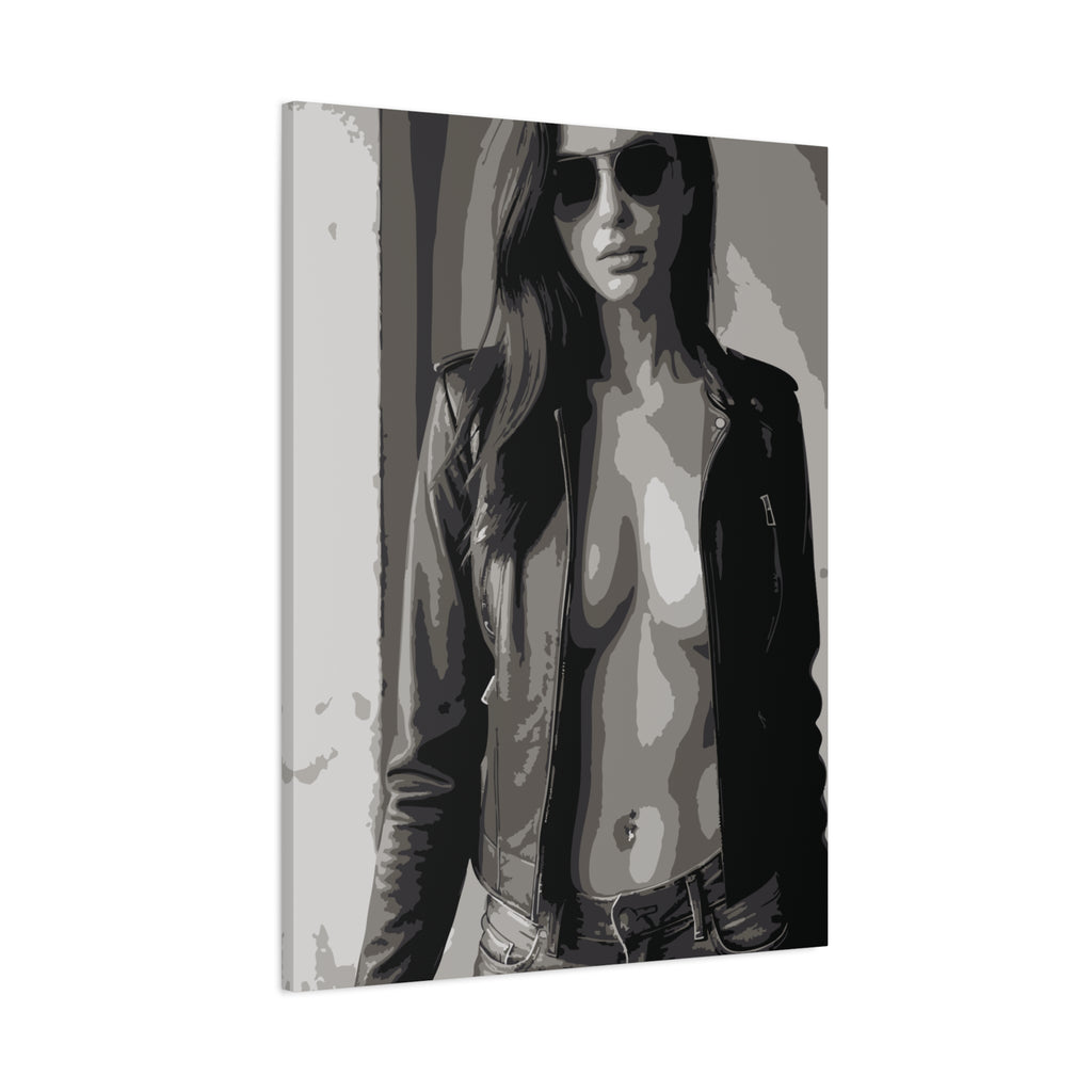Matte Stretched Canvas - Leather Jacket Portrait