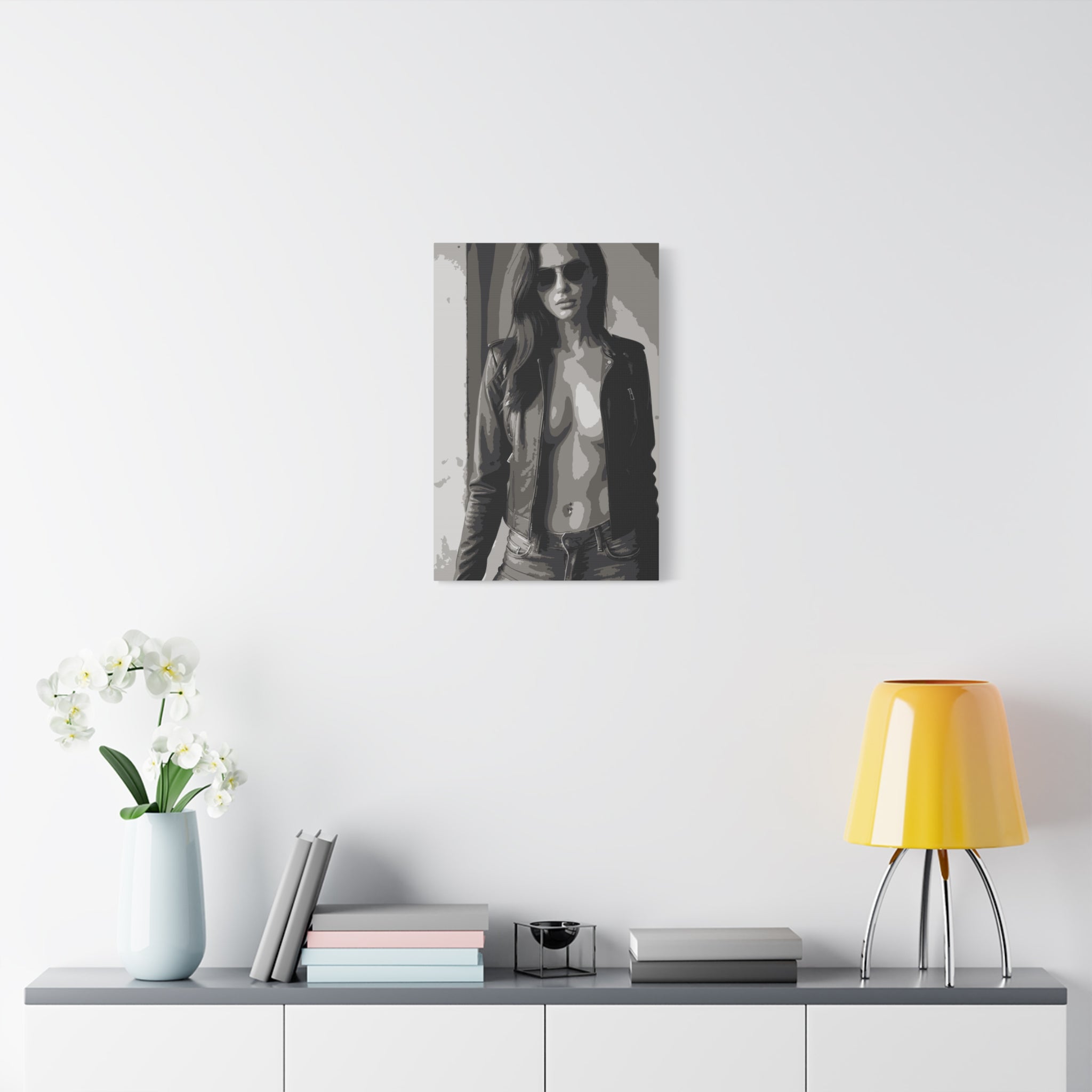 Matte Stretched Canvas - Leather Jacket Portrait