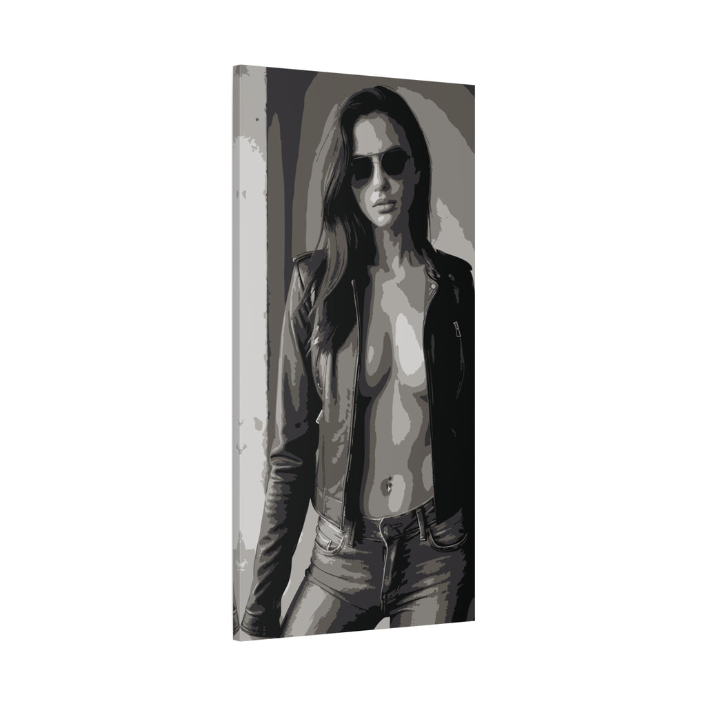 Matte Stretched Canvas - Leather Jacket Portrait