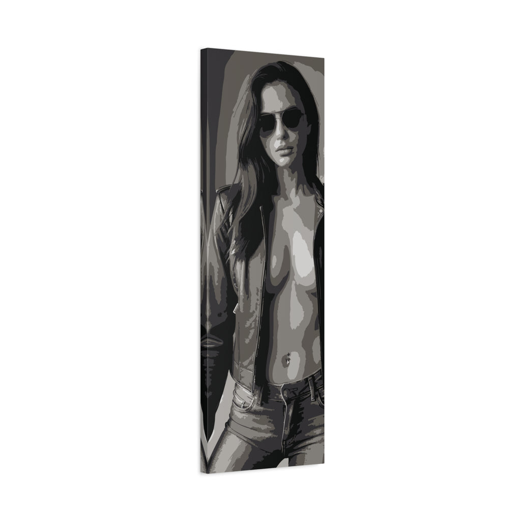 Matte Stretched Canvas - Leather Jacket Portrait
