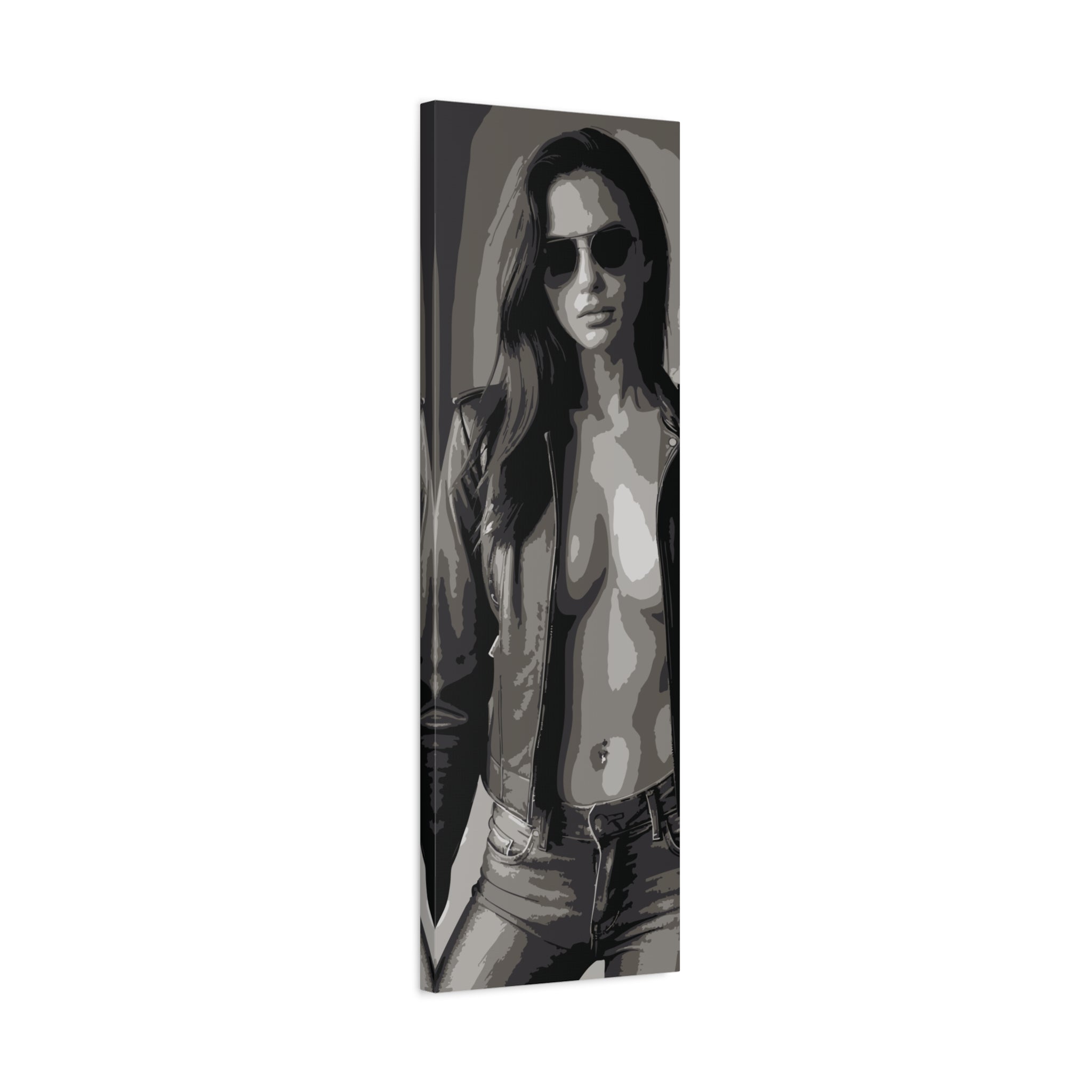 Matte Stretched Canvas - Leather Jacket Portrait